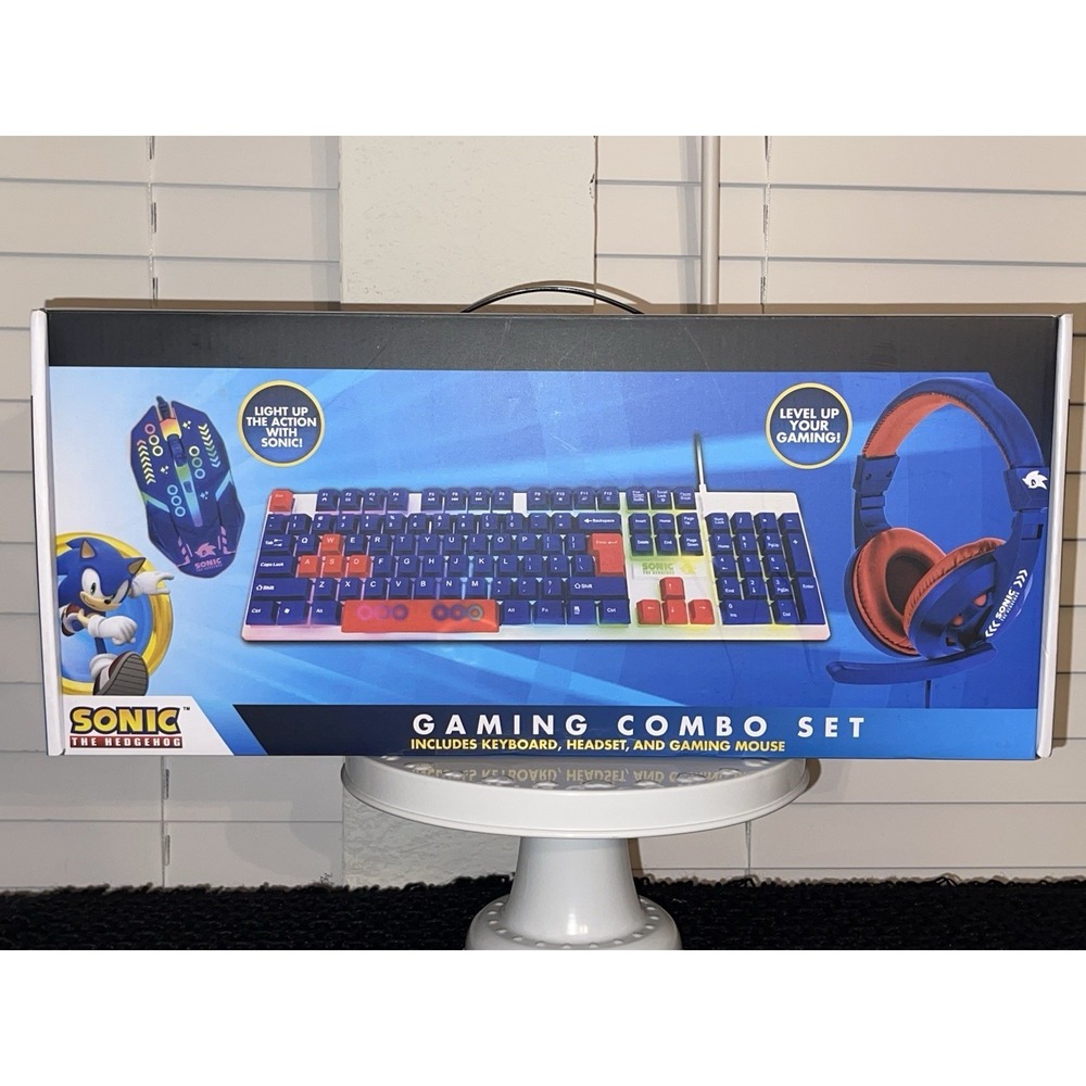 Sonic The Hedgehog Gaming Combo Set Keyboard Headset Mouse Sega Sakar New In Box